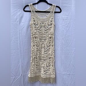 Birch Tree Cream Crochet Boho Dress Size Small